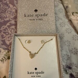 BRAND NEW Kate Spade gold earring & necklace set